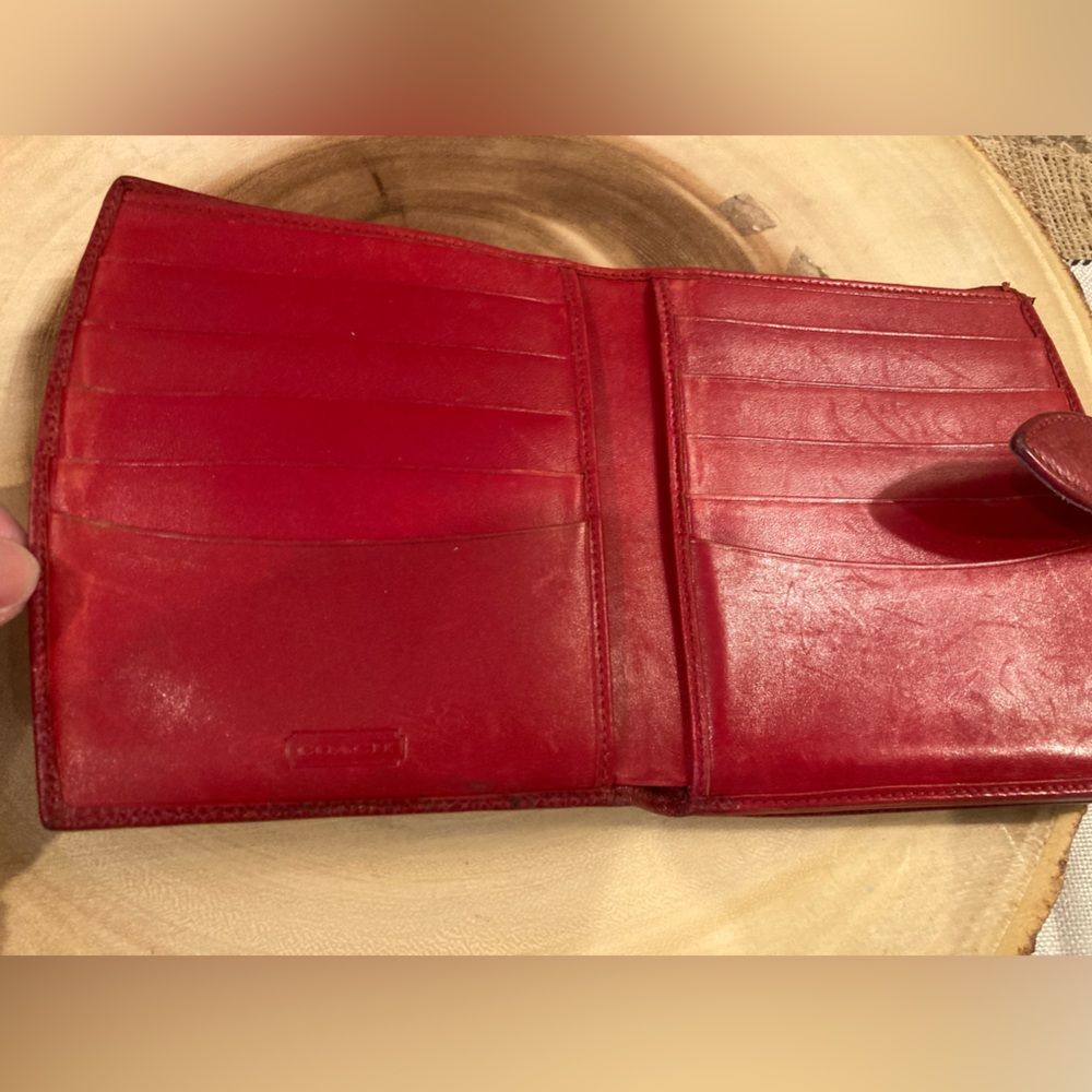 Vintage Coach Madison Continental Clutch Wallet With Kisslock Scarlet Red❤️ Rare - Picture 11 of 16